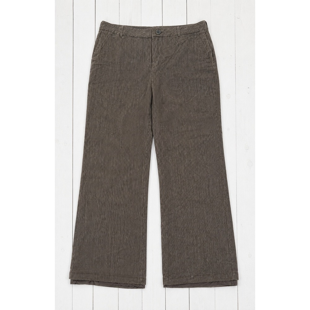 Ann Taylor LOFT Pinstripe Trousers Brown White Wide Leg Lined Career Pants 14